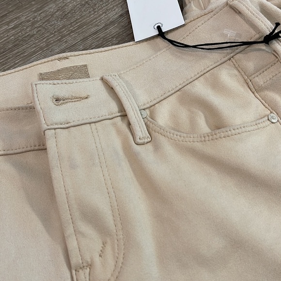 Mother | The Trainer Jogger Pants Faux Suede Ivory sz 25 - Picture 8 of 9